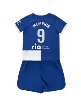 Otroški Nogometna dresi replika Atletico Madrid Memphis Depay #9 Gostujoči 2023-24 Kratek rokav (+ hlače)